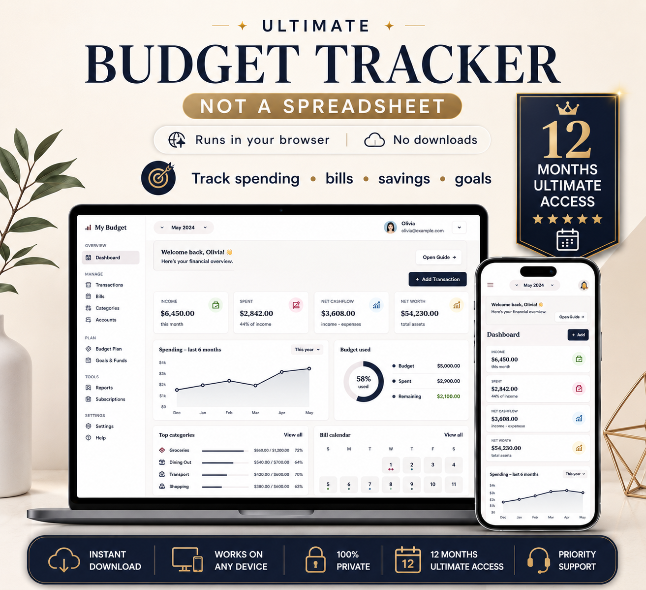 Interactive Budget Tracker – 12 Months Access