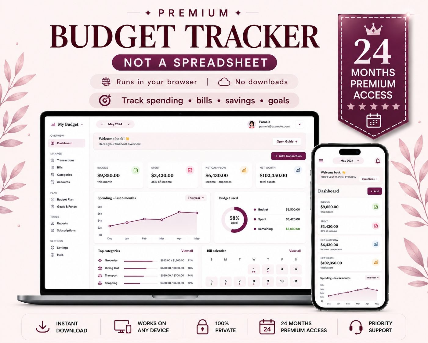 Interactive Budget Tracker – 2 years Access