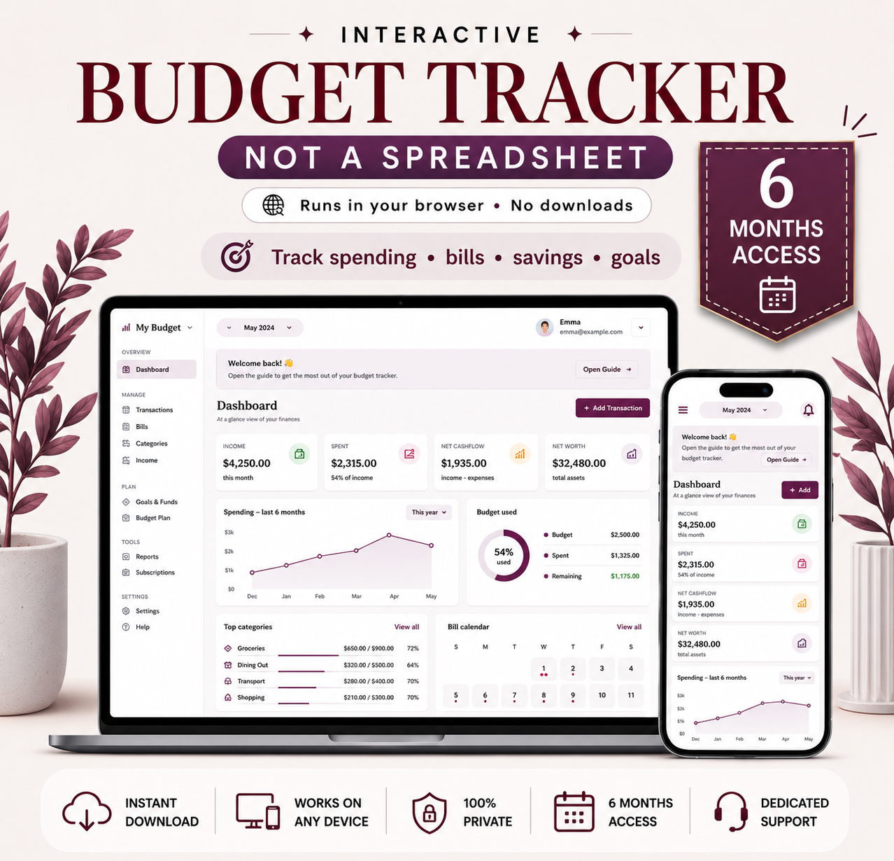 Interactive Budget Tracker – 6 Months Access